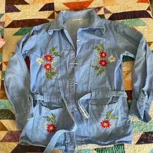 Vintage Jean Jacket with Embroidery